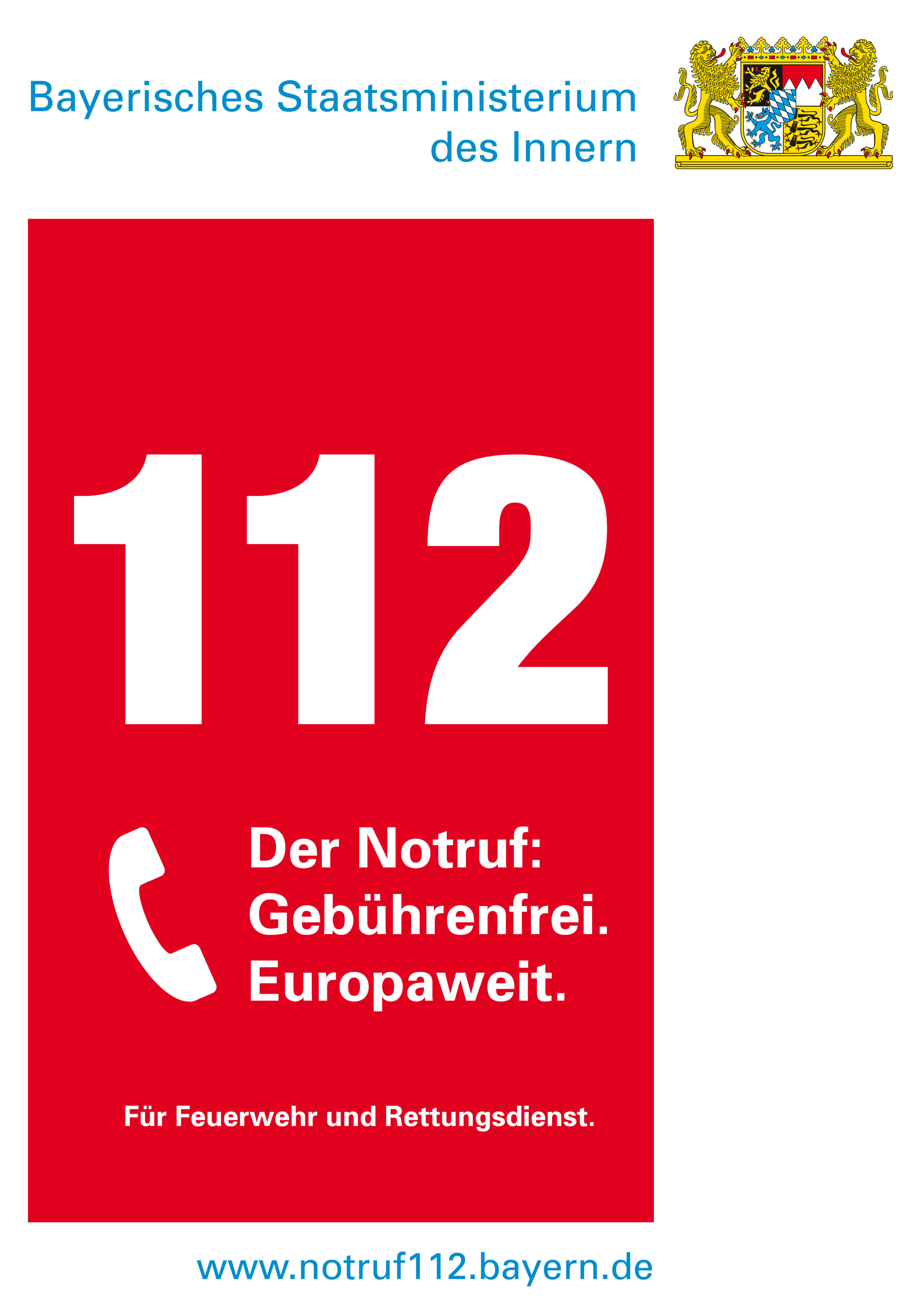 Für Notrufe Telefon 112